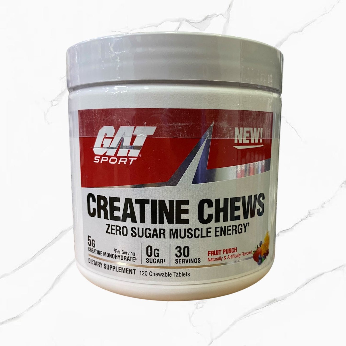 Gat Sport Creatine Chews Fruit Punch 30 Servings 120 Chewable Tablets