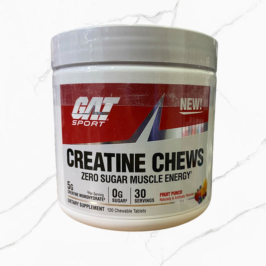 Gat Sport Creatine Chews Fruit Punch 30 Servings 120 Chewable Tablets