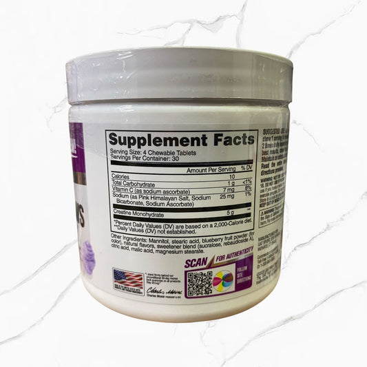 Gat Sport Creatine Chews Grape Cotton Candy 30 Servings 120 Chewable Tablets