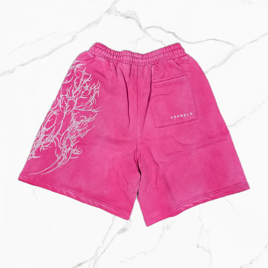YoungLA 1093 - Cyberpunk Fleece Shorts Pink Wash