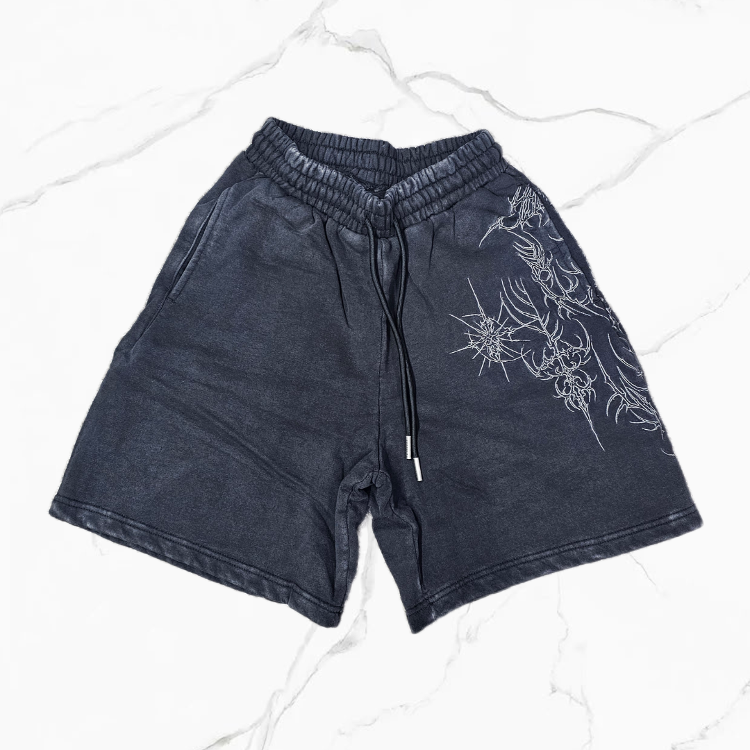 YoungLA 1093 - Cyberpunk Fleece Shorts Black Wash