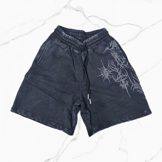 YoungLA 1093 - Cyberpunk Fleece Shorts Black Wash