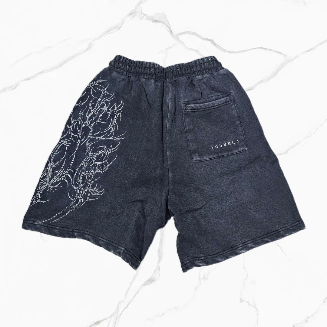 YoungLA 1093 - Cyberpunk Fleece Shorts Black Wash