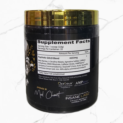 Pre-workout	Insane labz	Psychotic 35 servicios Grape (tapa dorada)