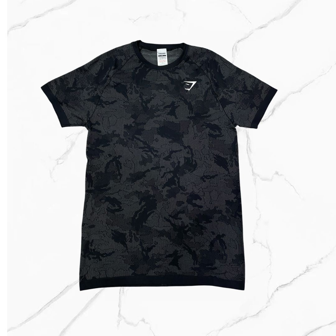 Gymshark Geo Seamless T-Shirt Black / Charcoal