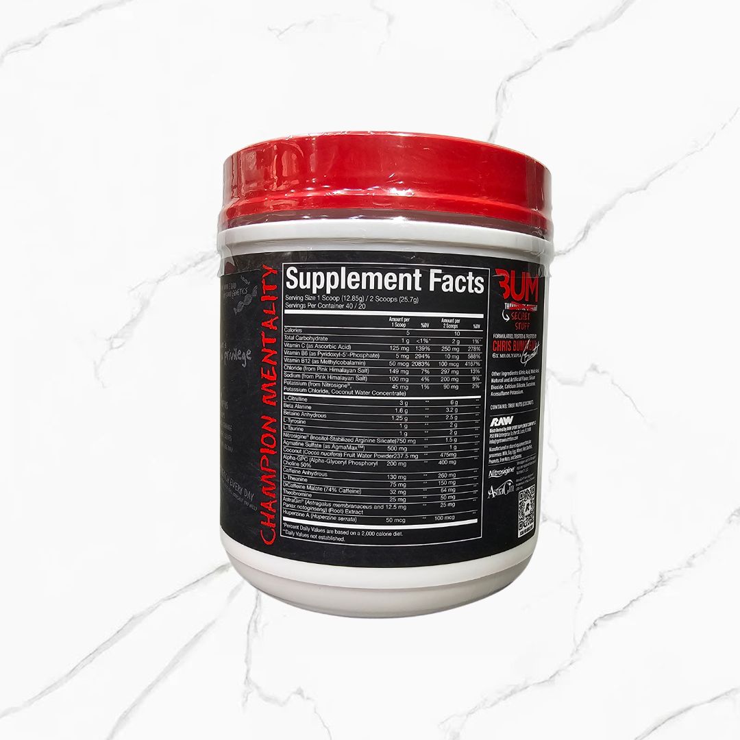 Raw Nutrition Thavage pre-workout Christophers secret stuff 40/20 servings