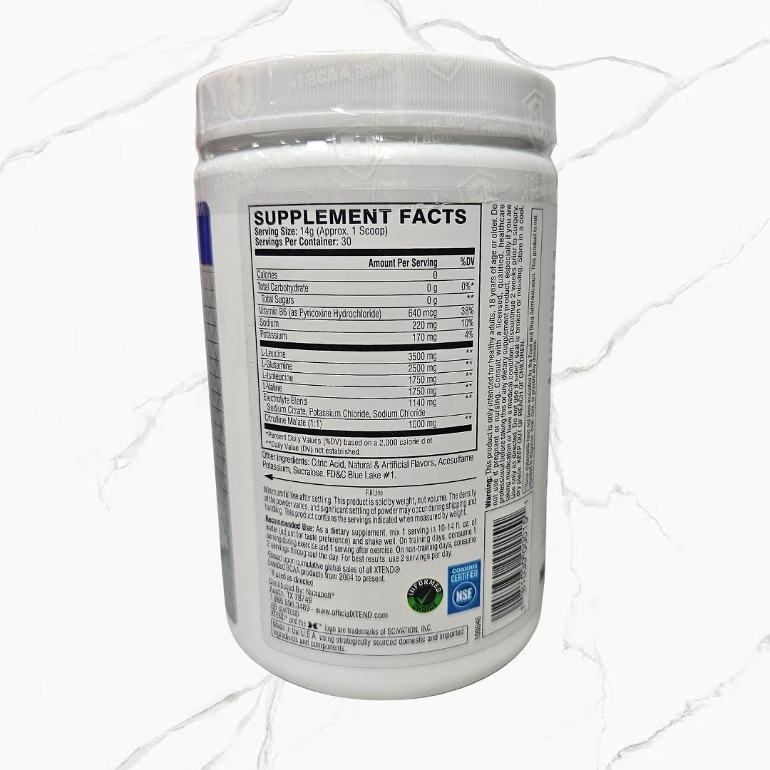 Xtend BCAA Muscle Recovery + Electrolytes Blue Raspberry Ice 30 servings