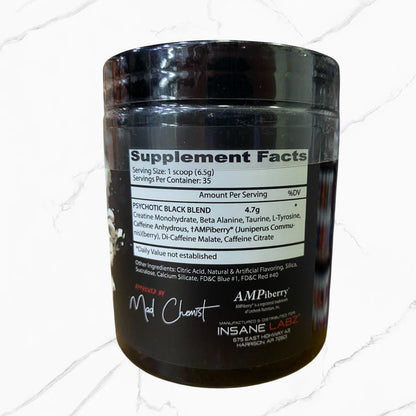 Insane Labz Psychotic Pre-Workout Tapa Negra Grape 35 servings