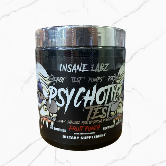 Insane Labz Psychotic Pre-Workout Test Tapa Plateada Fruit Punch 30 Servings