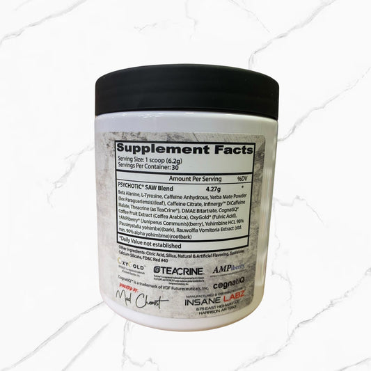 Insane Labz Psychotic High Stim Saw Pre-Workout Watermelon 30 Servings