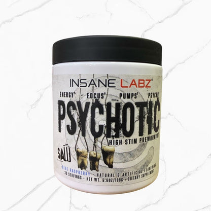 Insane Labz Psychotic High Stim Pre-Workout Blue Raspberry 30 servings