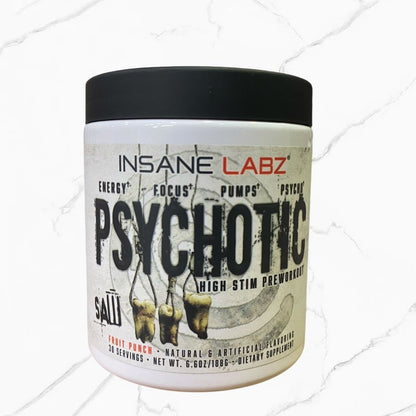 Insane Labz Psychotic High Stim Pre-Workout Fruit Punch 30 servings