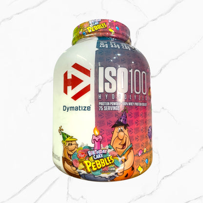 Dymatize ISO 100 Hydrolyzed 100% Whey Protein Birthday Cake Pebbles 5Lbs