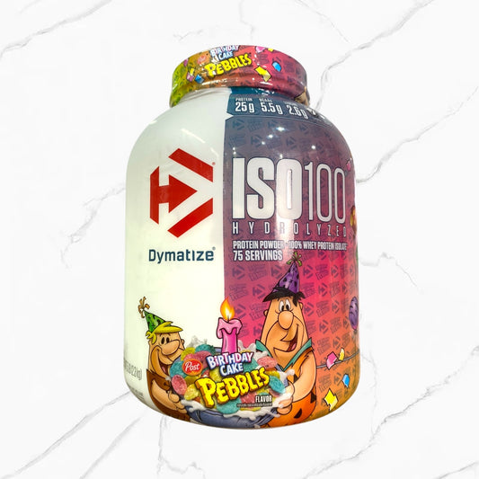 Dymatize ISO 100 Hydrolyzed 100% Whey Protein Birthday Cake Pebbles 5Lbs