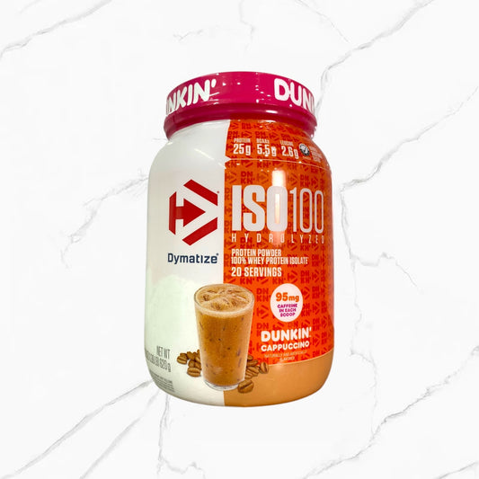 Dymatize ISO 100 Hydrolyzed 100% Whey Protein Isolate Dunkin Cappuccino 1.36Lbs